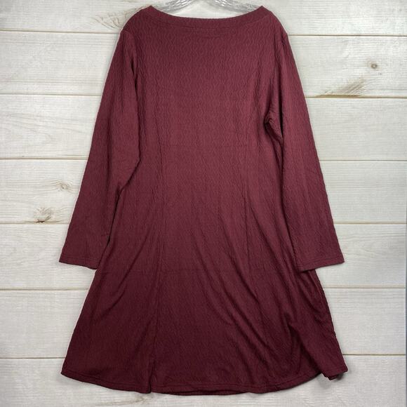 DressTells Dress 2XL Burgundy Long Sleeve Knit Pullover Textured Geometric NWT - Picture 6 of 6